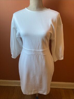 Express White Puff Sleeve Shift Dress